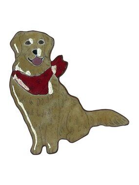 Vtg Signed Brooch Pin Elvie Zelle Smiling Golden Retriever Dog Bandana Labrador
